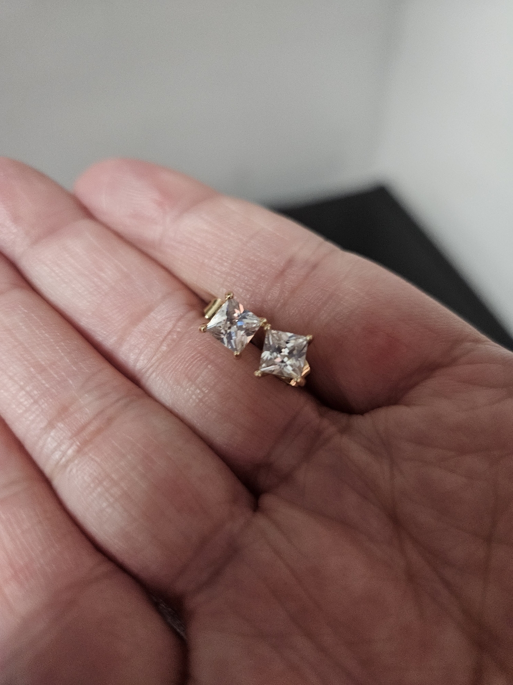 Classic Square CZ Stud Earrings in Gold